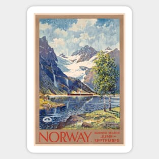 Norway Summer Season June-September Vintage Poster 1920 Sticker